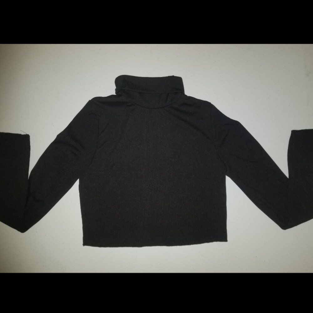 Turtle neck, black crop top, M (never worn)